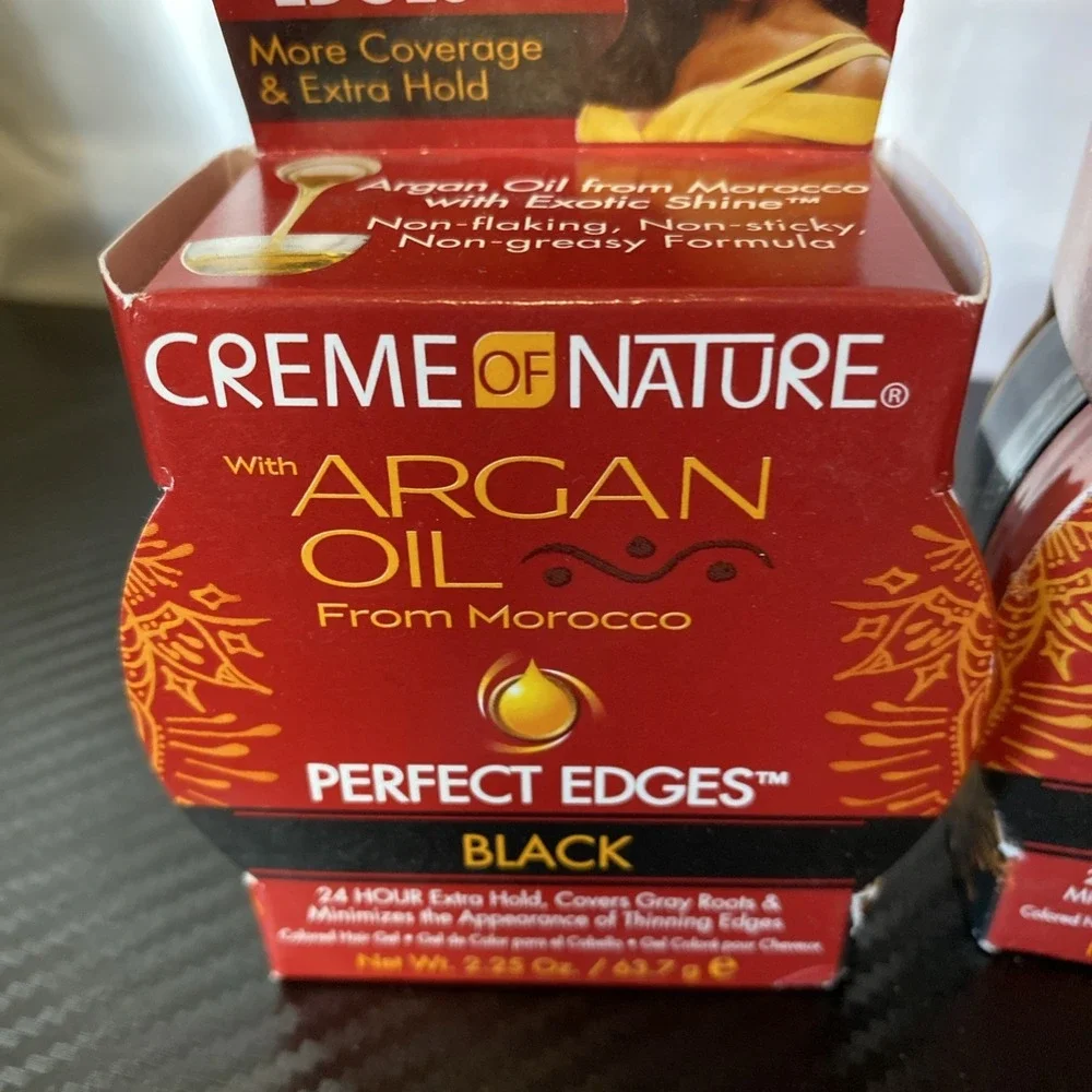 2x Argan Oil From Morocco Perfect Edges Colored Hair Gel Black 2.25 oz‎ (63.7 g)